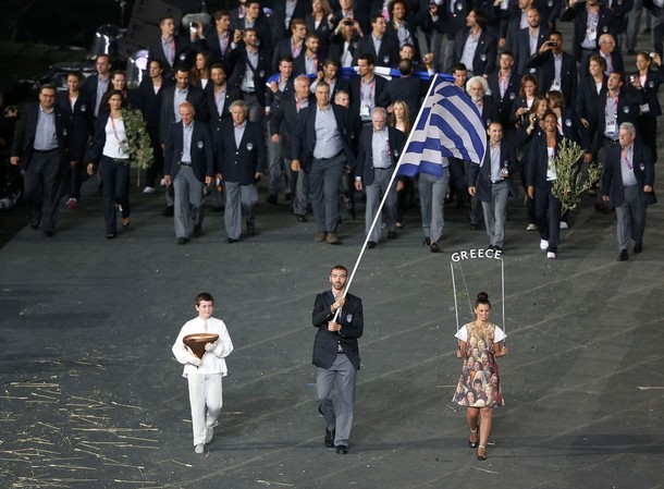 шествие представителей олимпийской сборной Греции в Лондоне